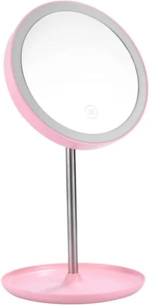 LED Lighted Makeup Mirror Smart Tabletop Cosmetic Mirror with Brightness High Definition Surface Durable Design for Bedroom Vanity Use