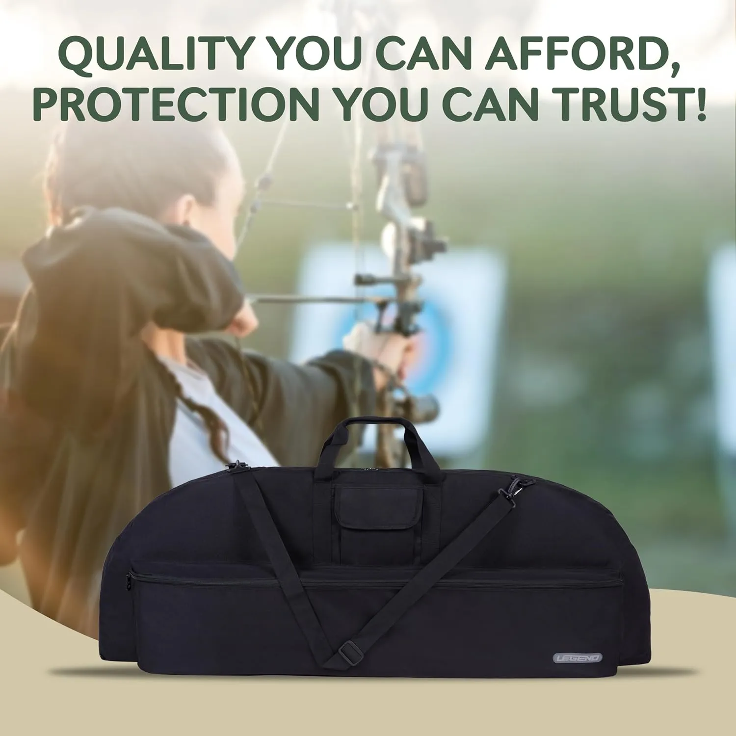 LEGEND Essential Compound Bow Case - Soft Bow Case for Compound Bow & Archery Accessories, Premium Bow Bag with Durable Nylon Fabric, Lightweight Archery Case with Backpack Strap - 36" or 44" Interior