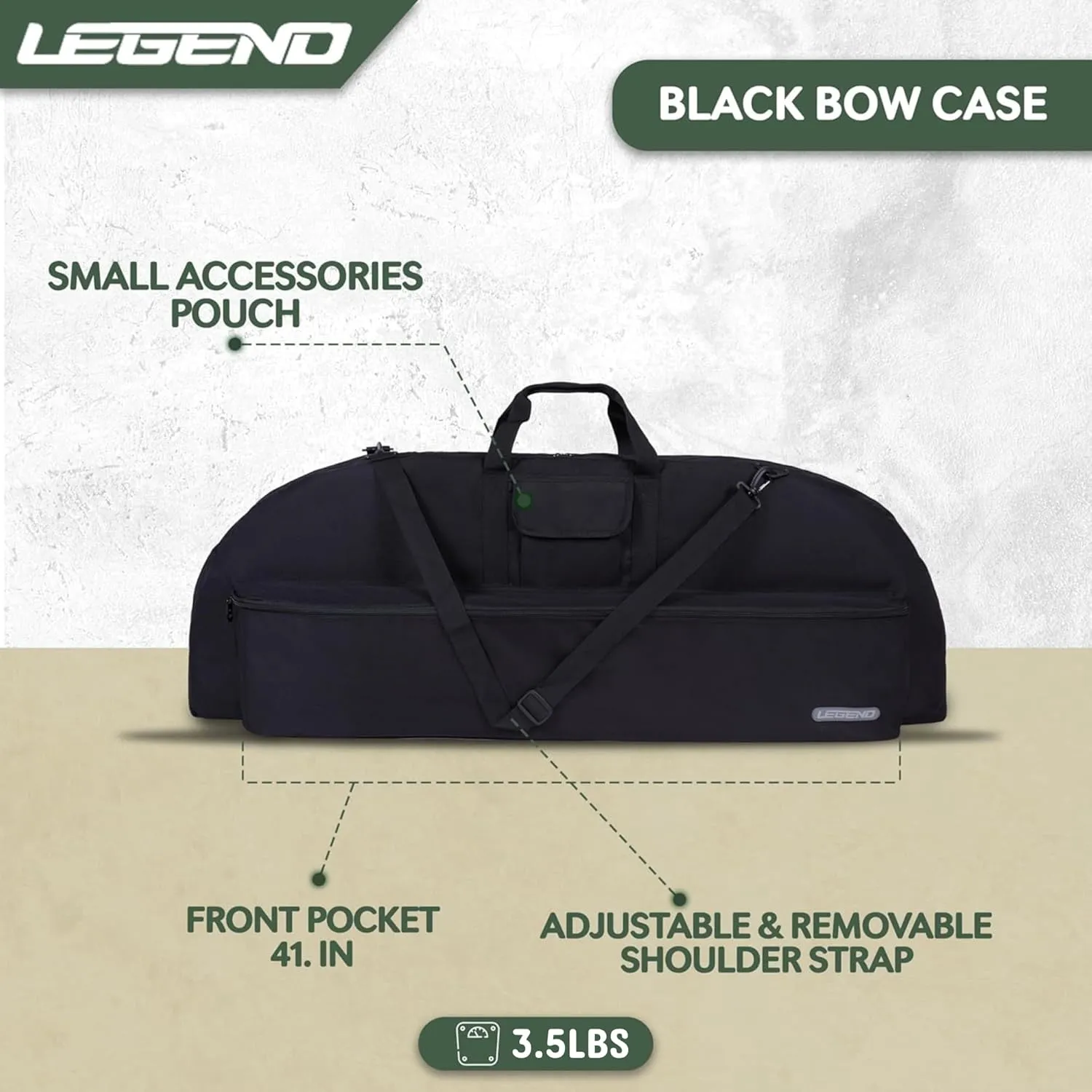 LEGEND Essential Compound Bow Case - Soft Bow Case for Compound Bow & Archery Accessories, Premium Bow Bag with Durable Nylon Fabric, Lightweight Archery Case with Backpack Strap - 36" or 44" Interior