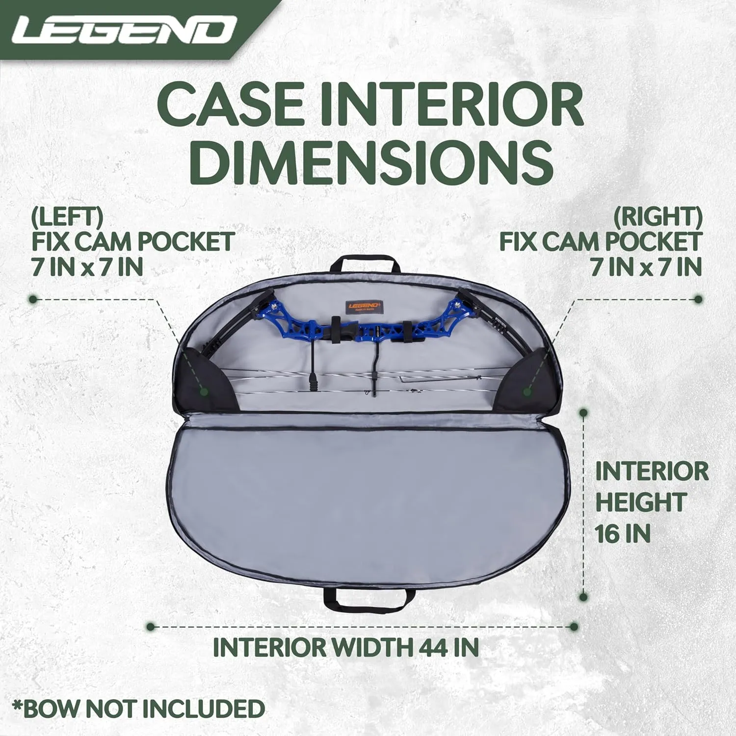 LEGEND Essential Compound Bow Case - Soft Bow Case for Compound Bow & Archery Accessories, Premium Bow Bag with Durable Nylon Fabric, Lightweight Archery Case with Backpack Strap - 36" or 44" Interior