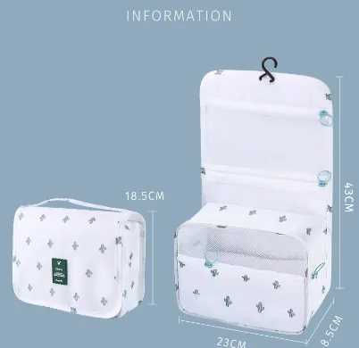 Lekebobor unfitted vanity cases Women's cosmetic bag carrying portable simple girl cosmetic bag  large capacity toiletries bag travel storage bag hook wash bag