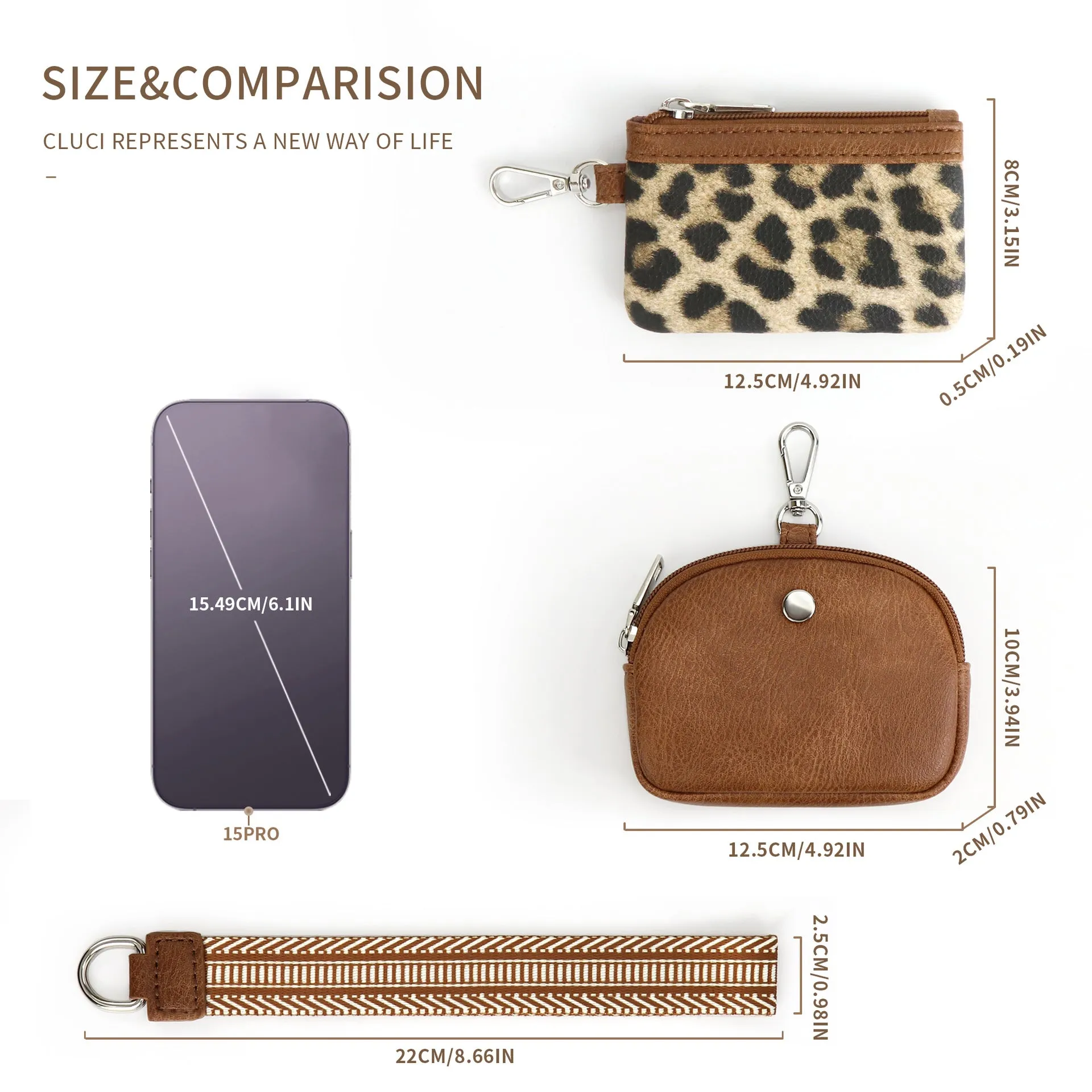 Leopard Brown Stylish Mini Wristlet Wallet - Nylon, Multi-Compartment Design