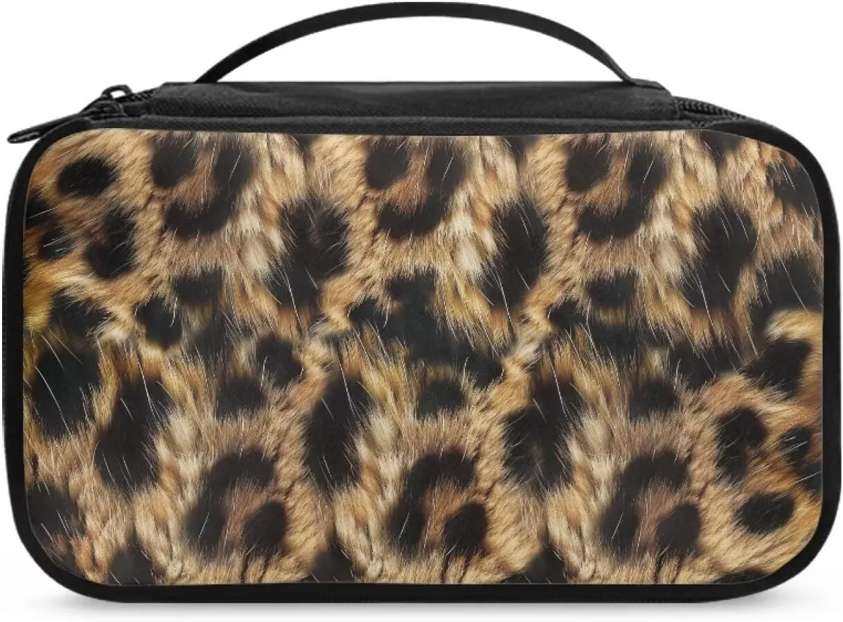 Leopard Makeup Bag for Women Small Size Toiletry Bags for Lady Custom Toiletry Travel Kit Bags Bathroom Shaving Bag Pockets Dopp Kit Sutable Going Out Weekend Party