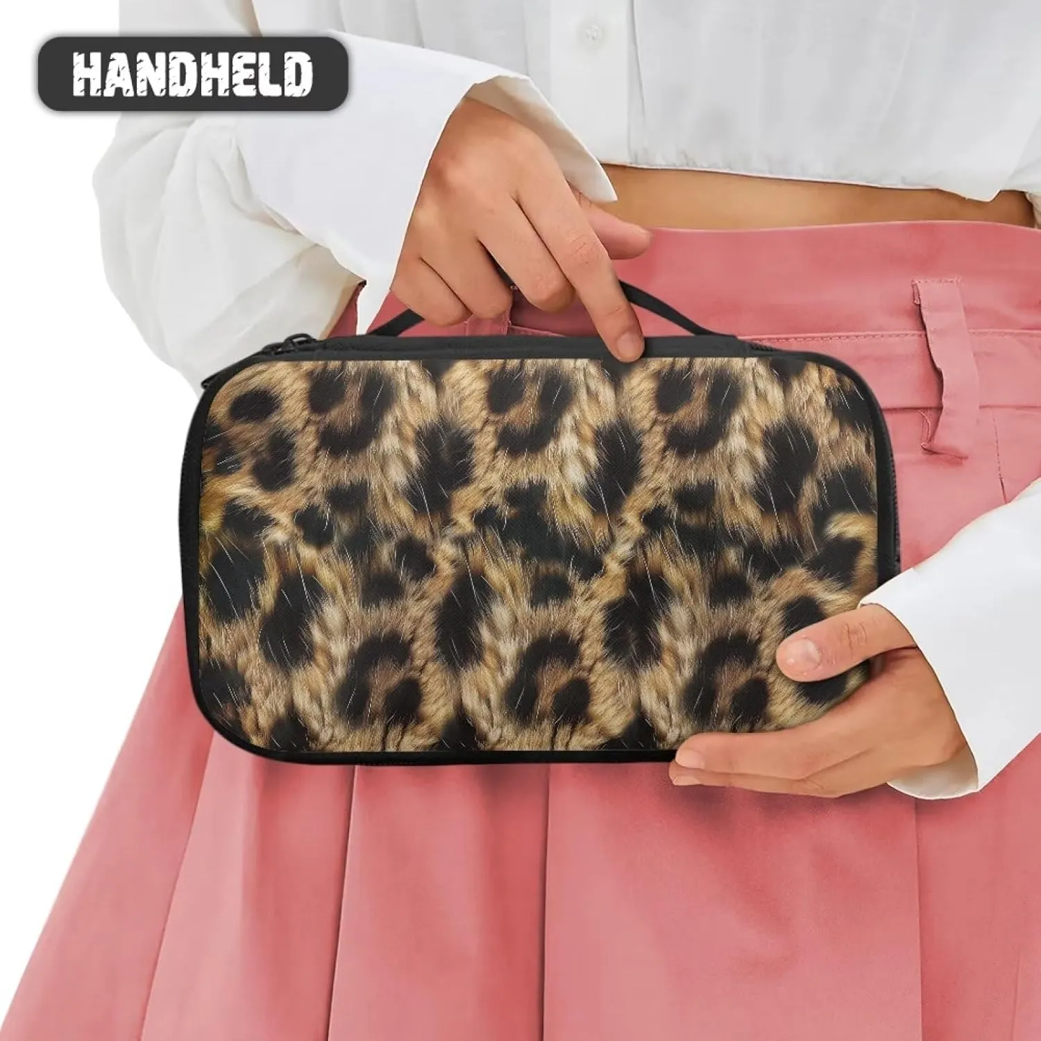 Leopard Makeup Bag for Women Small Size Toiletry Bags for Lady Custom Toiletry Travel Kit Bags Bathroom Shaving Bag Pockets Dopp Kit Sutable Going Out Weekend Party