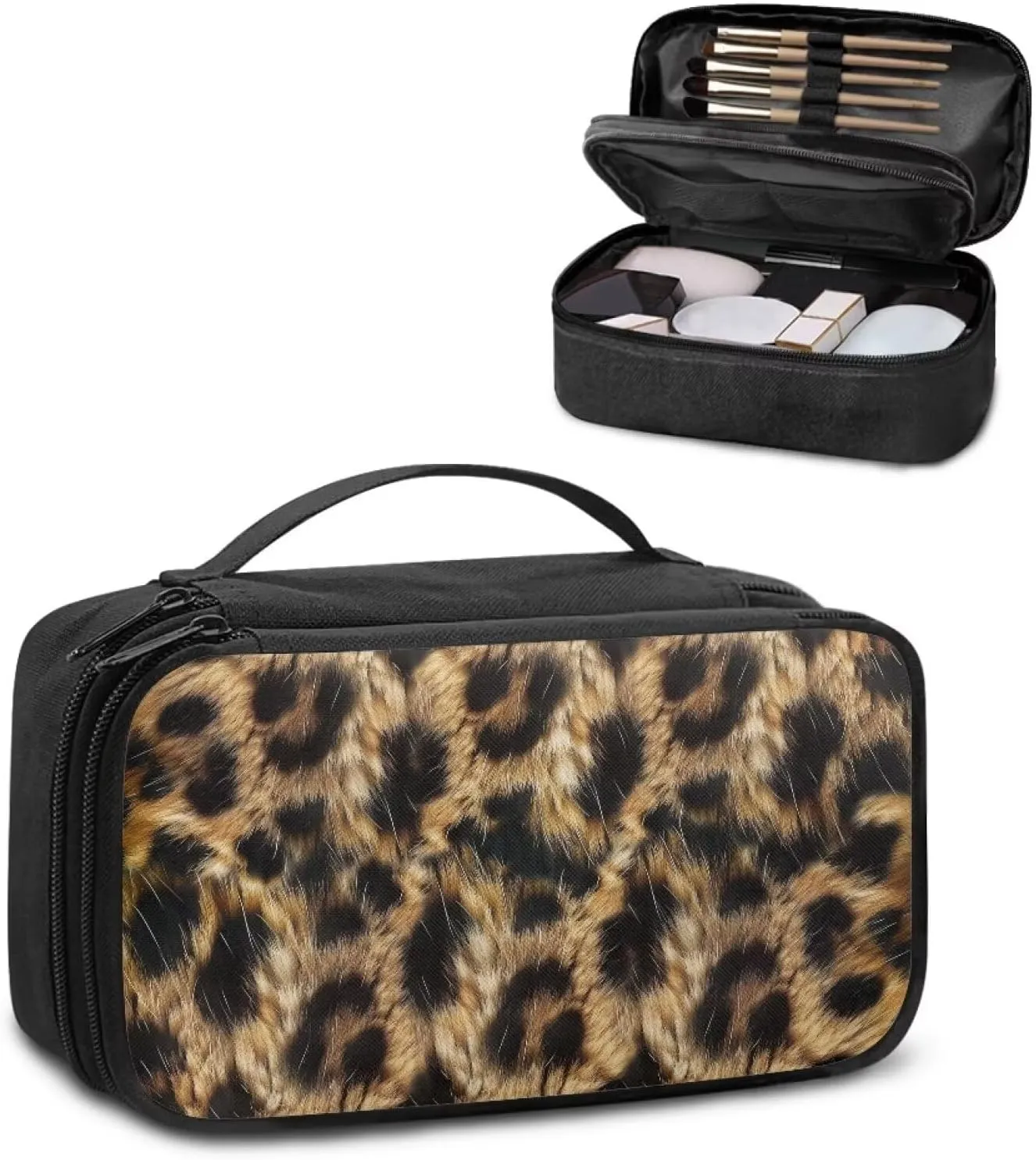 Leopard Makeup Bag for Women Small Size Toiletry Bags for Lady Custom Toiletry Travel Kit Bags Bathroom Shaving Bag Pockets Dopp Kit Sutable Going Out Weekend Party