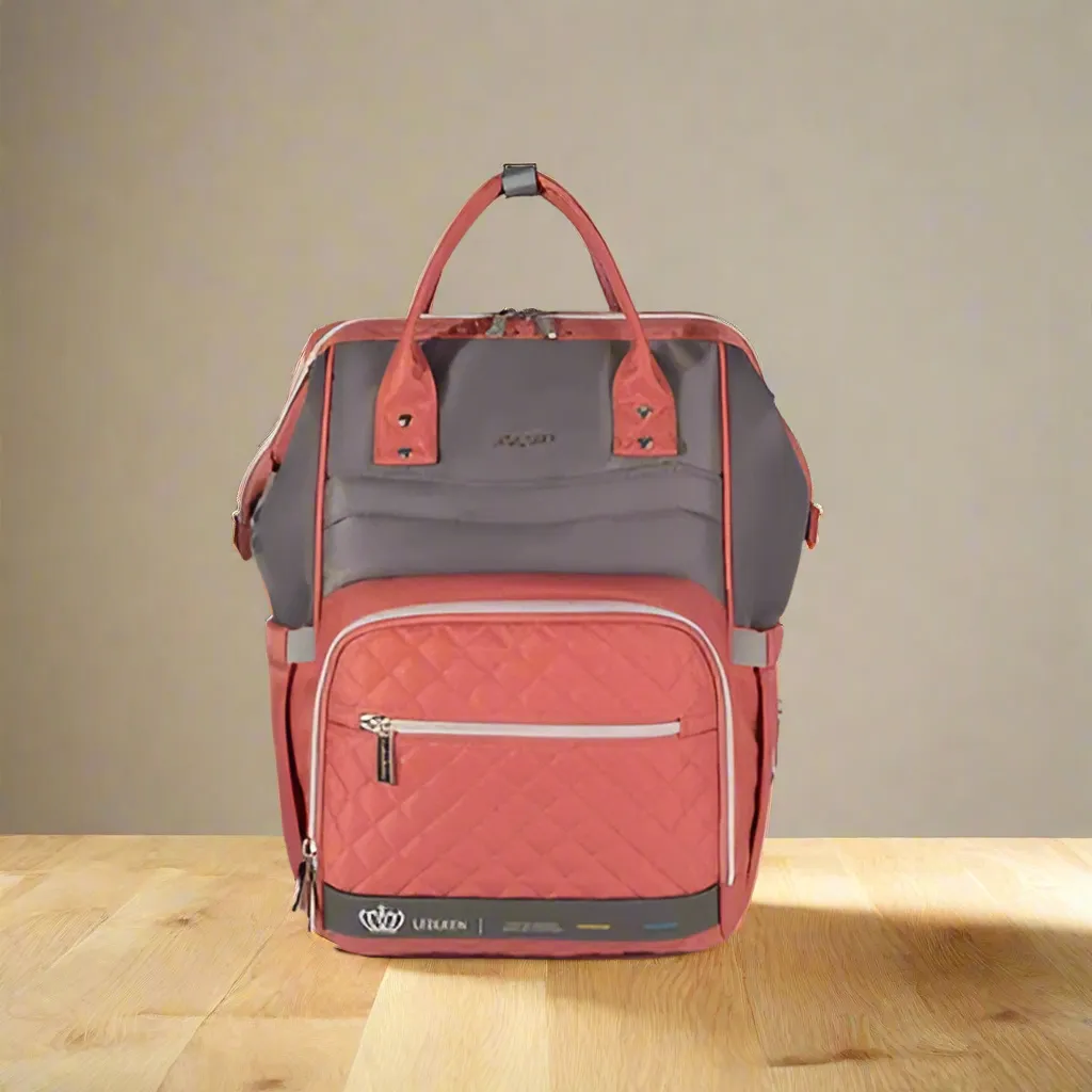 LEQUEEN 7TH Generation Diaper Bag – Gray-Orange