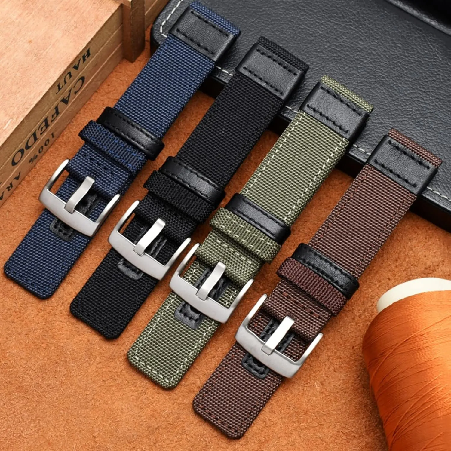 LEVINE watch strapStylish and elegant Watch Straps for Men Women,20/22/24mm Men Canvas Nylon Heavy Duty Watchband Wear-resistant Splicing Pin Buckle Watch Strap Wrist Band