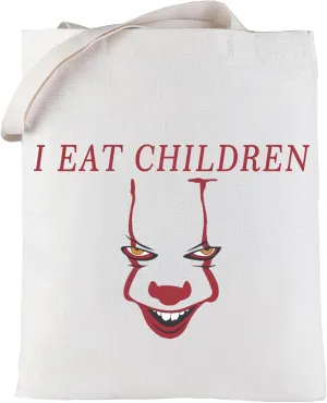 LEVLO Clown Cosmetic Make Up Bag Clown Fans Gift I Eat Children Makeup Zipper Pouch Bag Horror Movie Merchandise(Eat Children Tote)