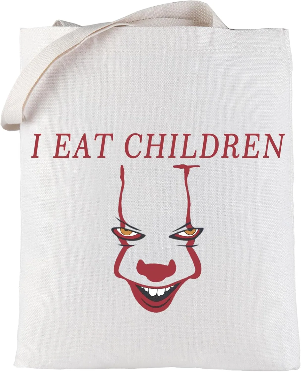 LEVLO Clown Cosmetic Make Up Bag Clown Fans Gift I Eat Children Makeup Zipper Pouch Bag Horror Movie Merchandise(Eat Children Tote)