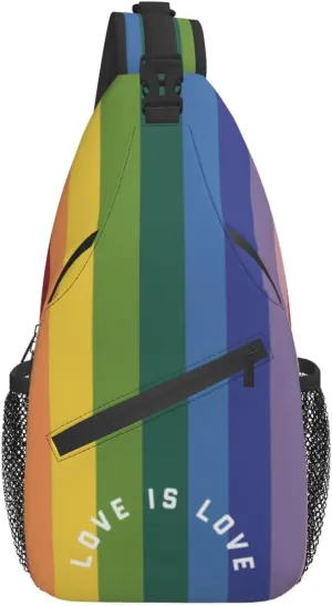 LGBT Sling Bag Crossbody Chest Daypack Casual Backpack Rainbow Animal Shoulder Bag For Travel Hiking Shopping