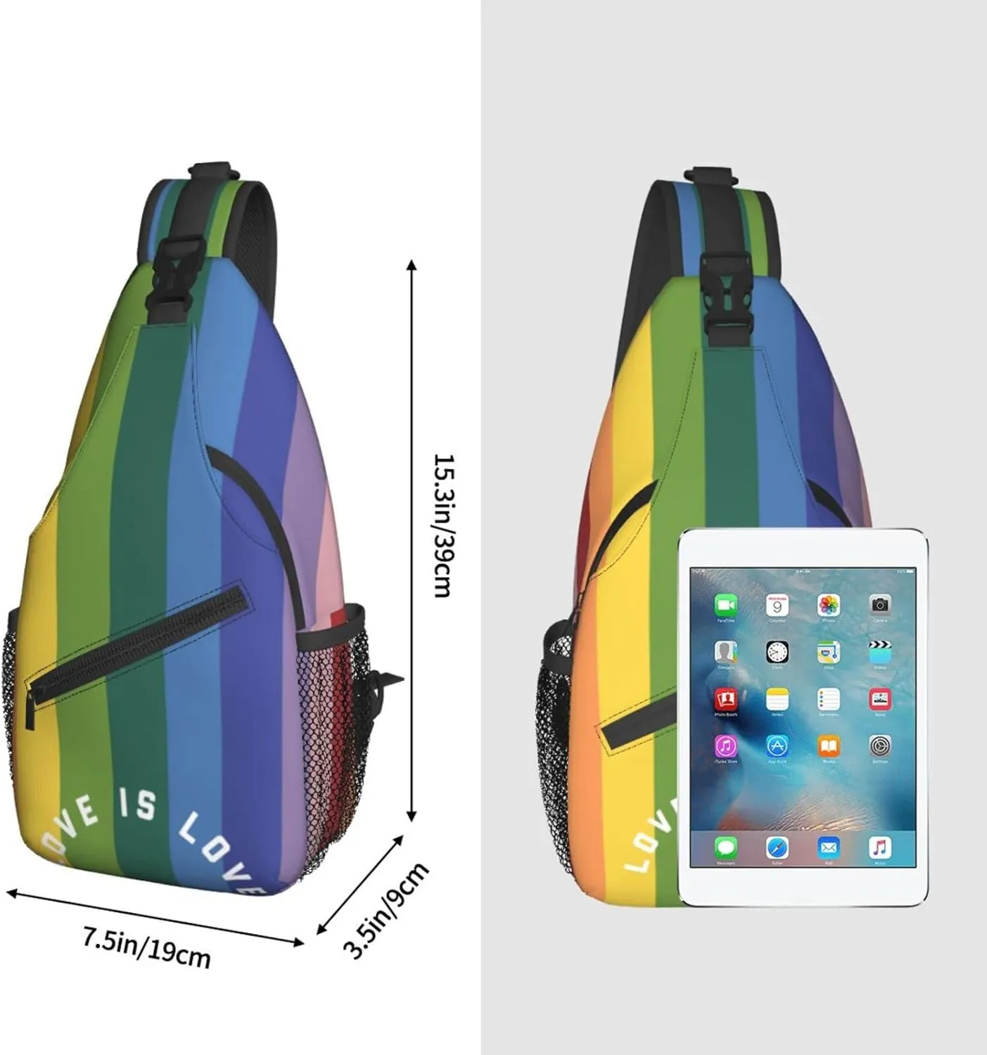LGBT Sling Bag Crossbody Chest Daypack Casual Backpack Rainbow Animal Shoulder Bag For Travel Hiking Shopping