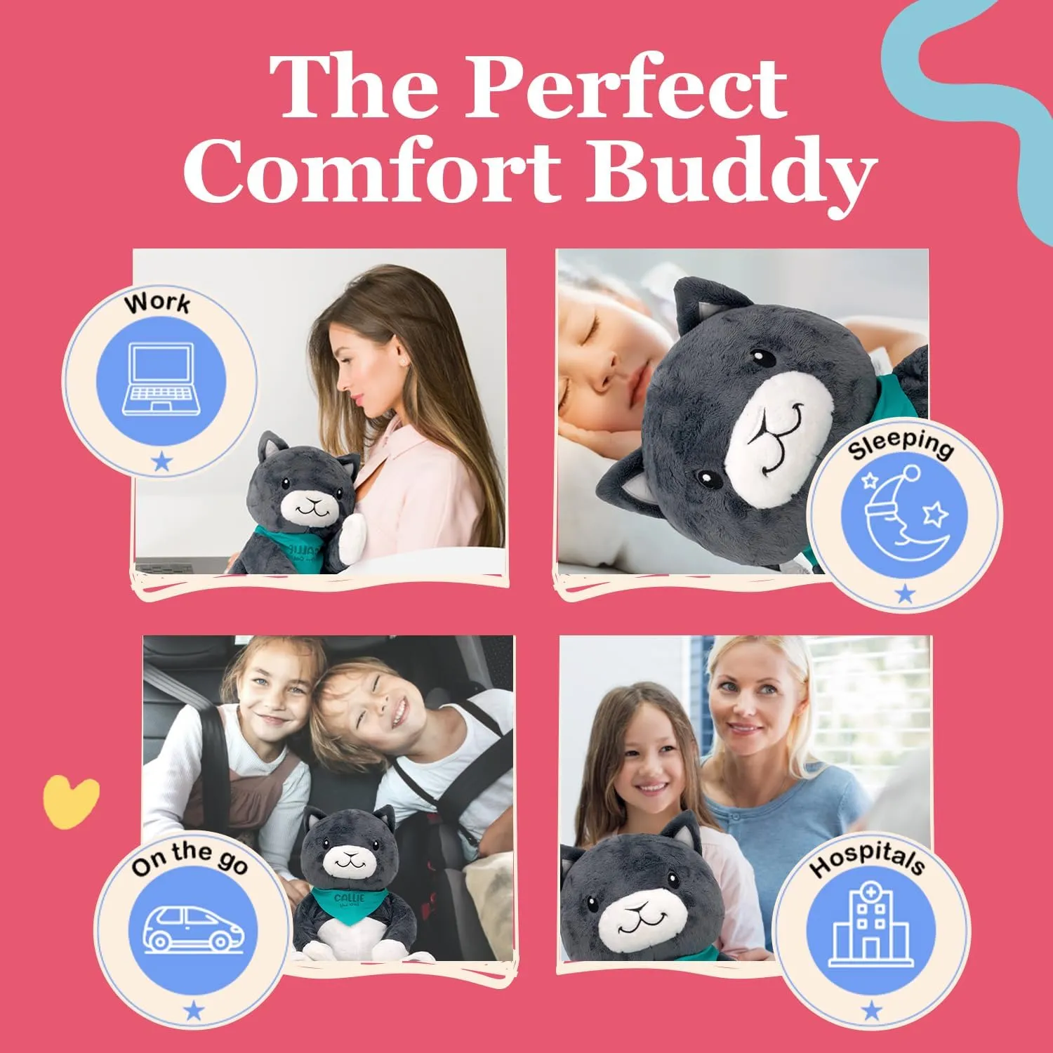 Lilly's Love Weighted Stuffed Animal, 5lb | Sensory Weighted Plush for Kids and Adults | Machine Washable Plushies w/Removable Inner | Calming Weighted Stuffed Animals for Anxiety, Callie The Cat