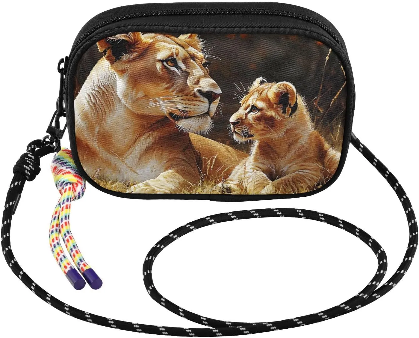 Lion Nature Grassland Crossbody Bags for Women Cell Phone Purses Women's Shoulder Handbags Wallet Purse with Adjustable Strap