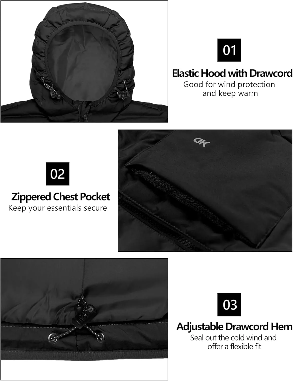 Little Donkey Andy Men's Warm Waterproof Puffer Jacket Hooded Windproof Winter Coat with Recycled Insulation