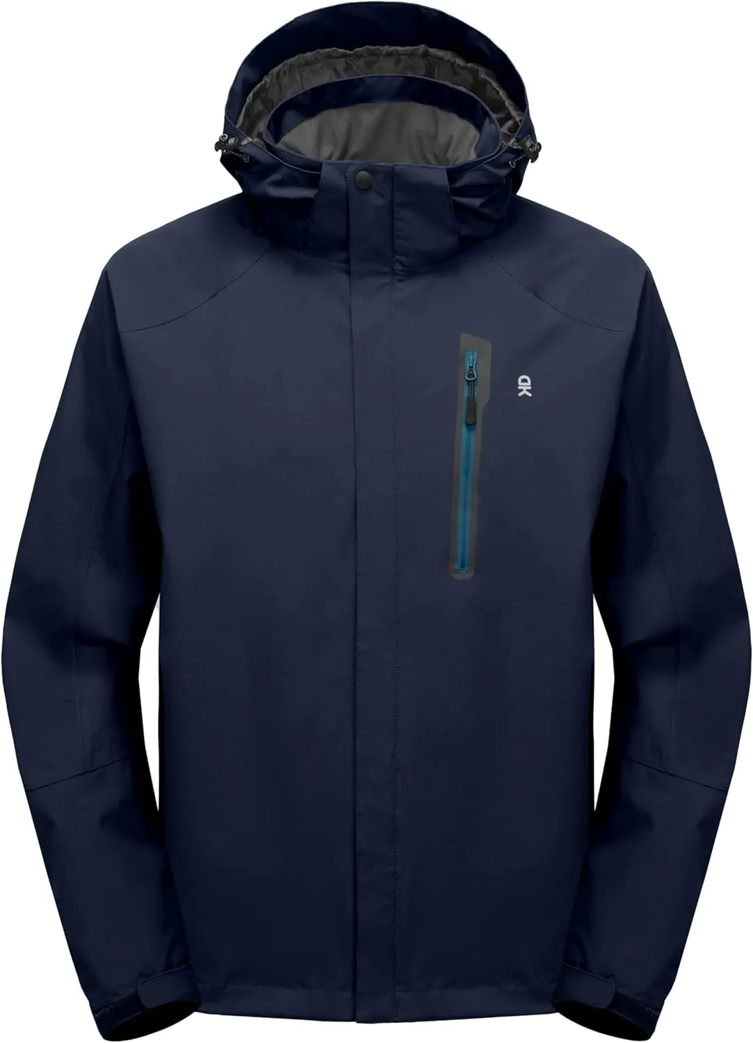 Little Donkey Andy Men's Waterproof Rain Jacket with Detachable Hood Outdoor Raincoat for Hiking Travel Cycling