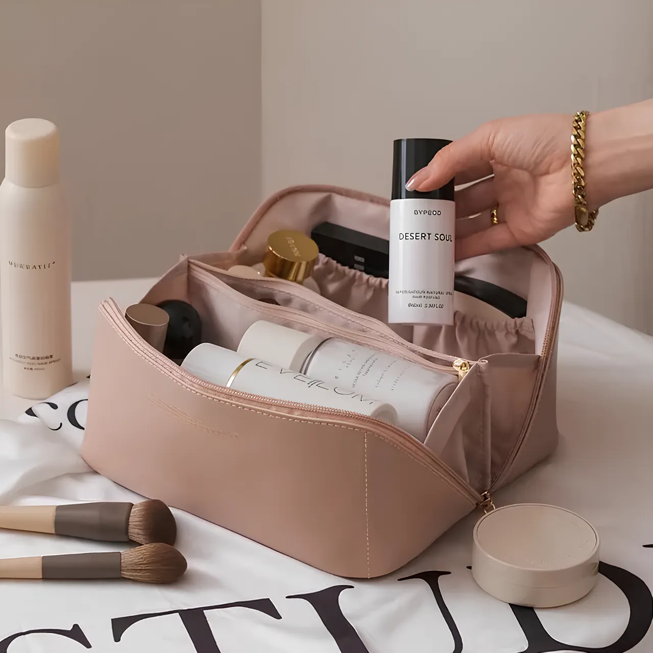 Livia | Chic and Stylish Travel Makeup Clutch
