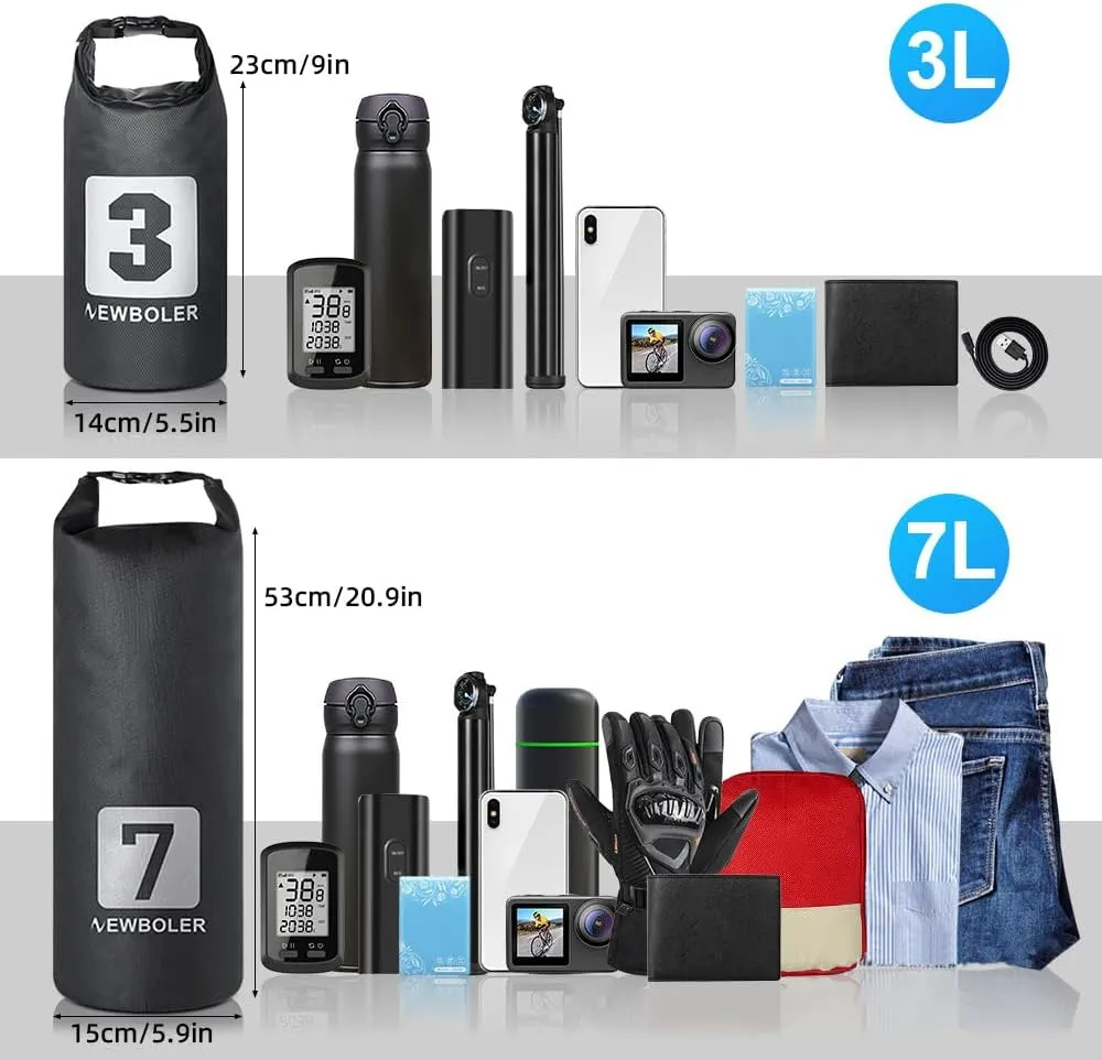 LIXADA 3L/7L Bike Fork Bag - Waterproof Dry Bag, Roll Top Design, Lightweight Bicycle Fork Bag, Portable Cycling Pack for Mountain & Road Bikes, Scooter