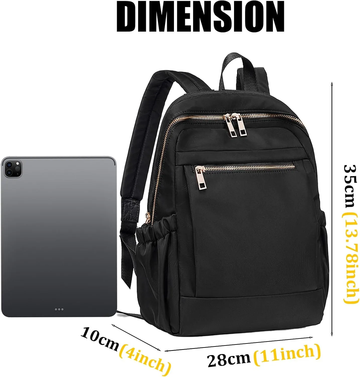 LOIDOU Mini Backpack for Women Small Backpack Purse Lightweight Girls Casual Daypack Bookbag for College School Work Travel, Black(13.7"x11"x4")