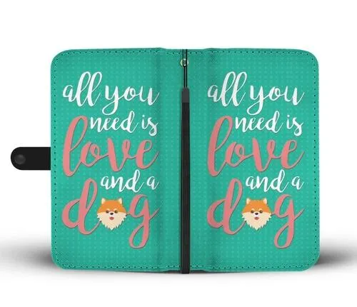 Love and Dog Wallet Phone Case w/ RFID Blocker