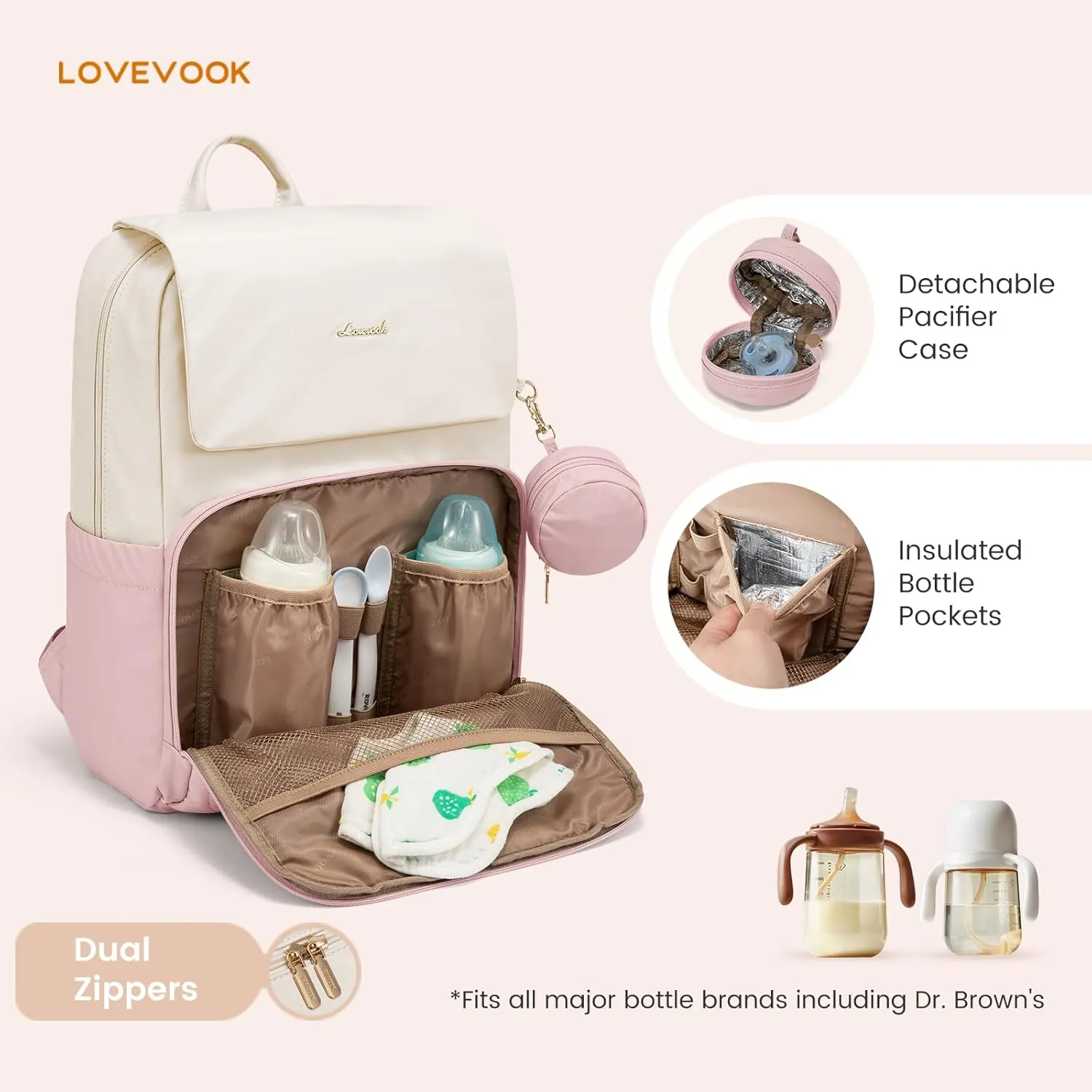 LOVEVOOK Diaper Bag Backpack, Baby Travel Bags for Boys & Girl, Toddler Diaper Bag with Changing Station & Pacifier Case, Pañaleras Para Bebe Niña & Niño - Newborn Essentials Must Haves Mom