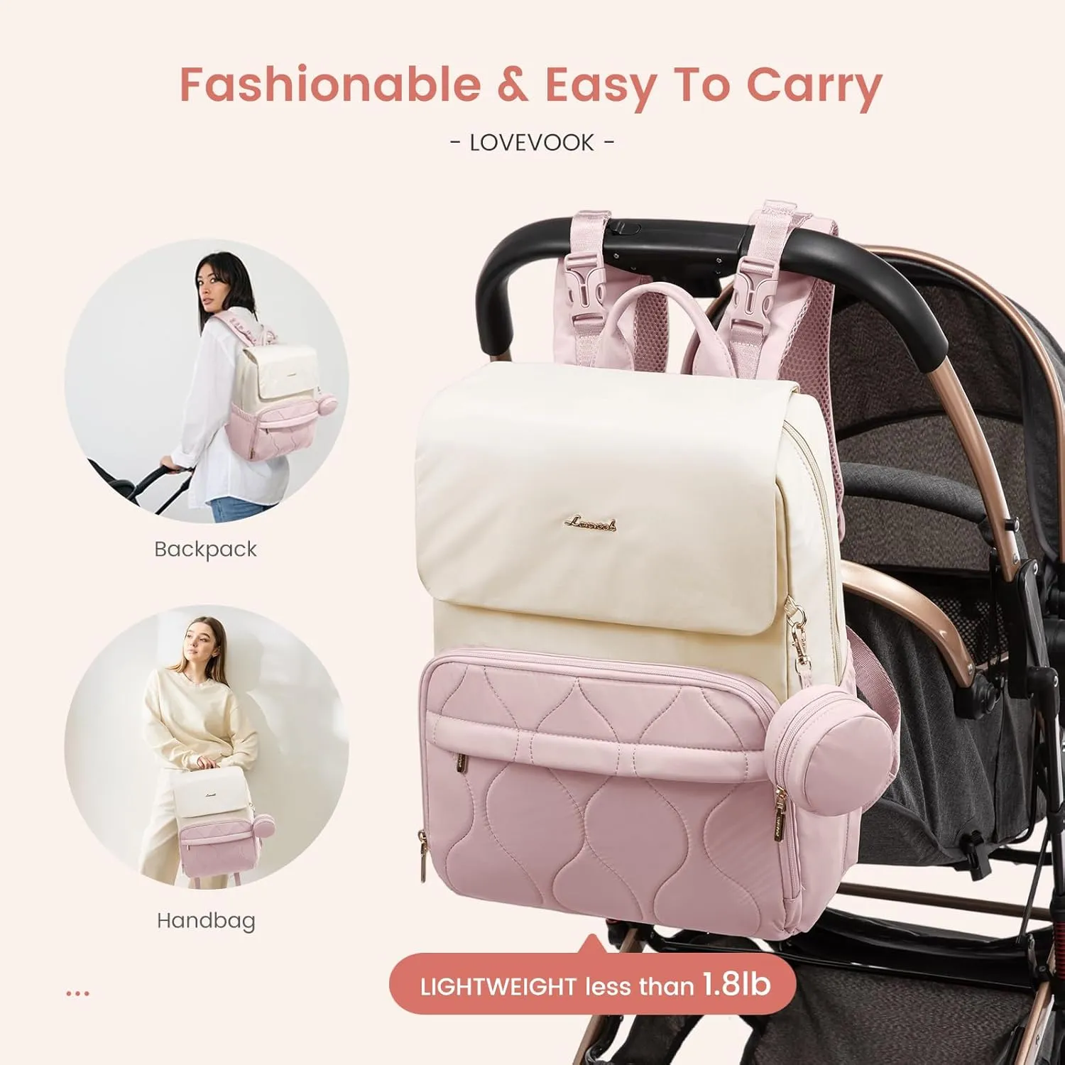 LOVEVOOK Diaper Bag Backpack, Baby Travel Bags for Boys & Girl, Toddler Diaper Bag with Changing Station & Pacifier Case, Pañaleras Para Bebe Niña & Niño - Newborn Essentials Must Haves Mom