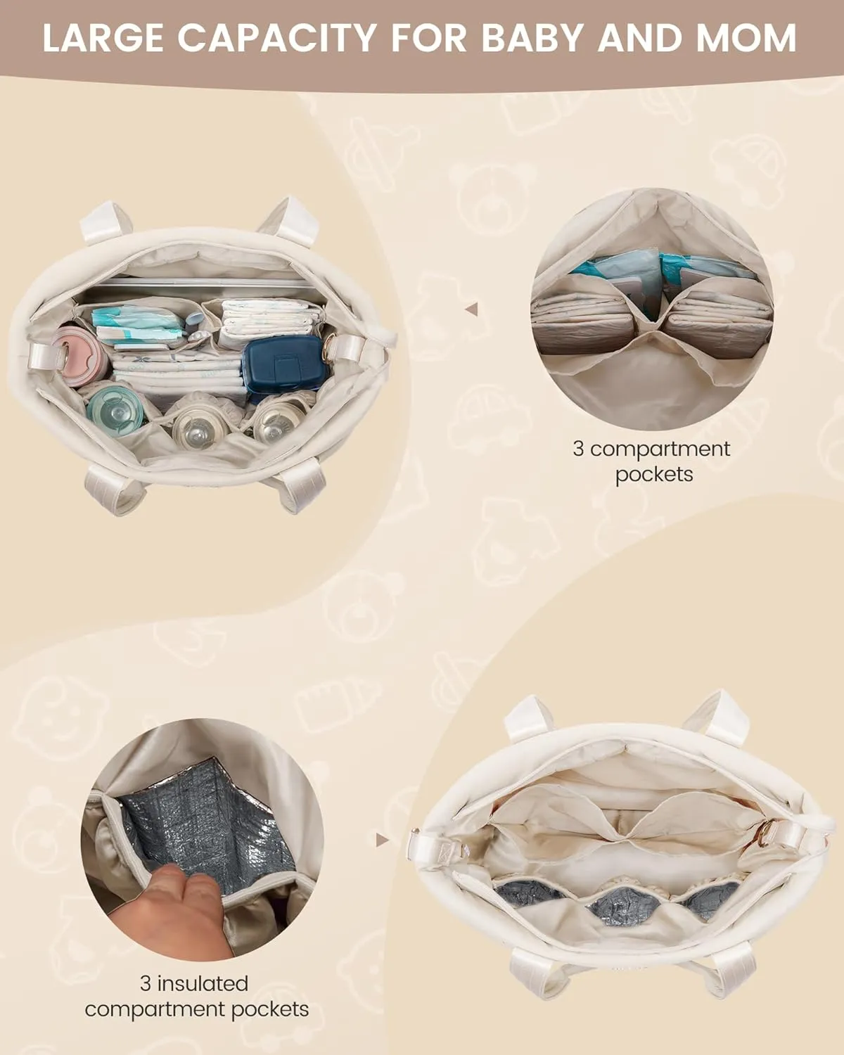LOVEVOOK Diaper Bag Tote, 15.6inch Large Baby Diaper Bag Waterproof Travel Diaper Tote with Changing Pad