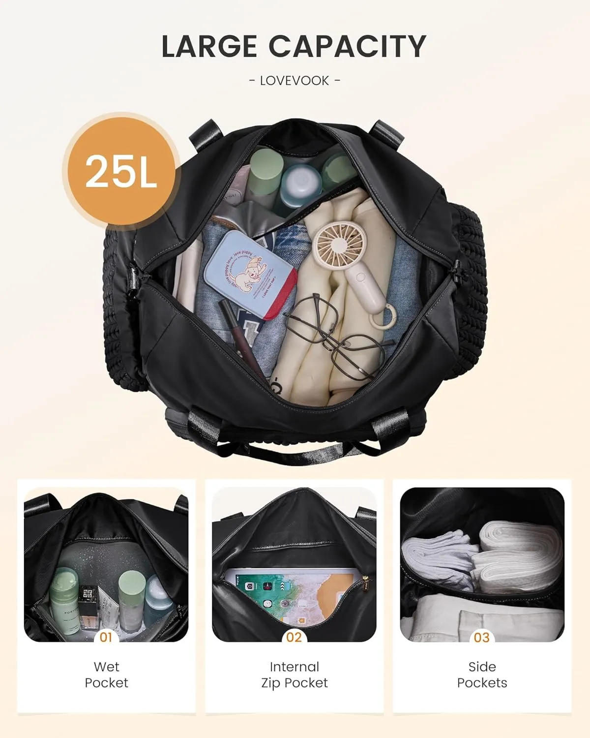 LOVEVOOK Travel Duffle Bag Gym Bag, Quilted Weekender Bags for Women Overnight Bag, Hospital Bag for Women Labor Delivery, Personal Item Travel Carry on Bag for Airplanes