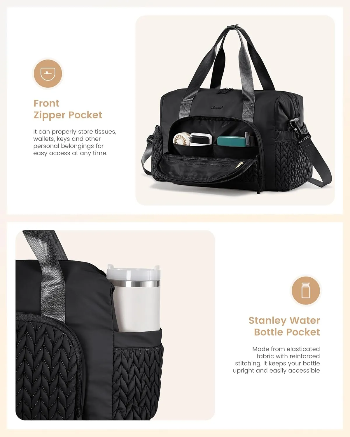 LOVEVOOK Travel Duffle Bag Gym Bag, Quilted Weekender Bags for Women Overnight Bag, Hospital Bag for Women Labor Delivery, Personal Item Travel Carry on Bag for Airplanes