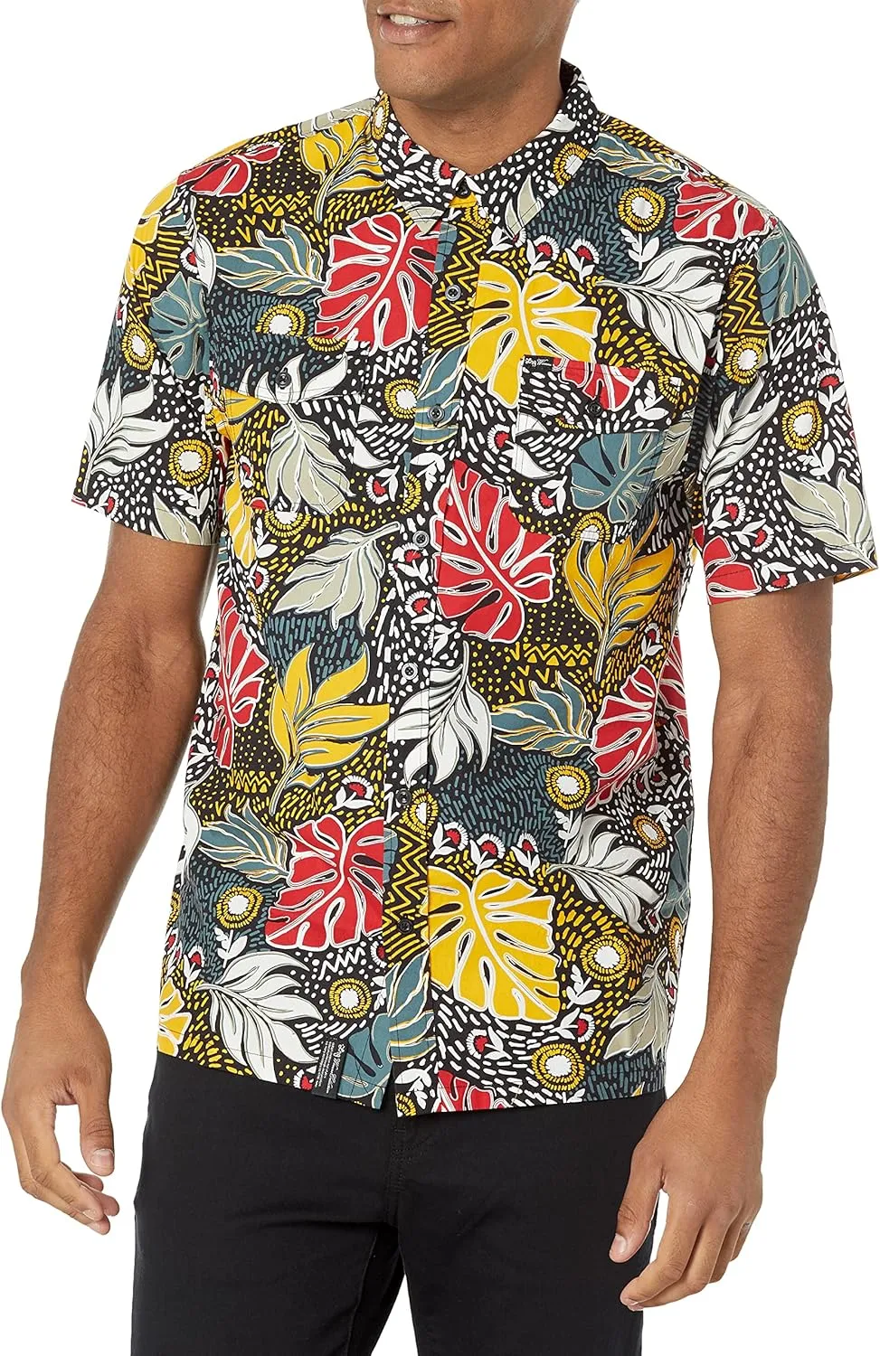 LRG Men's Lifted Research Group Short Sleeve Woven Button Up Shirt