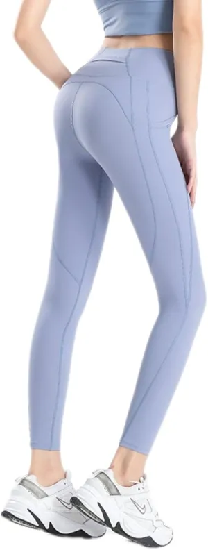 Lucy Sports Leggings for Women, 28" High Waist Yoga Pants with Pockets, Four Way Stretch Tummy Control.