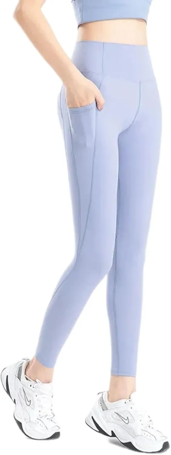 Lucy Sports Leggings for Women, 28" High Waist Yoga Pants with Pockets, Four Way Stretch Tummy Control.
