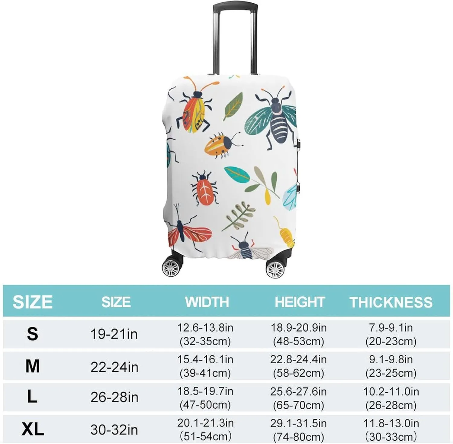Luggage Cover for Travel, Bright Insect Pattern Fashion Luggage Covers, Washable Stretch Suitcases Protector Fits 19-32 Inch Luggage XL