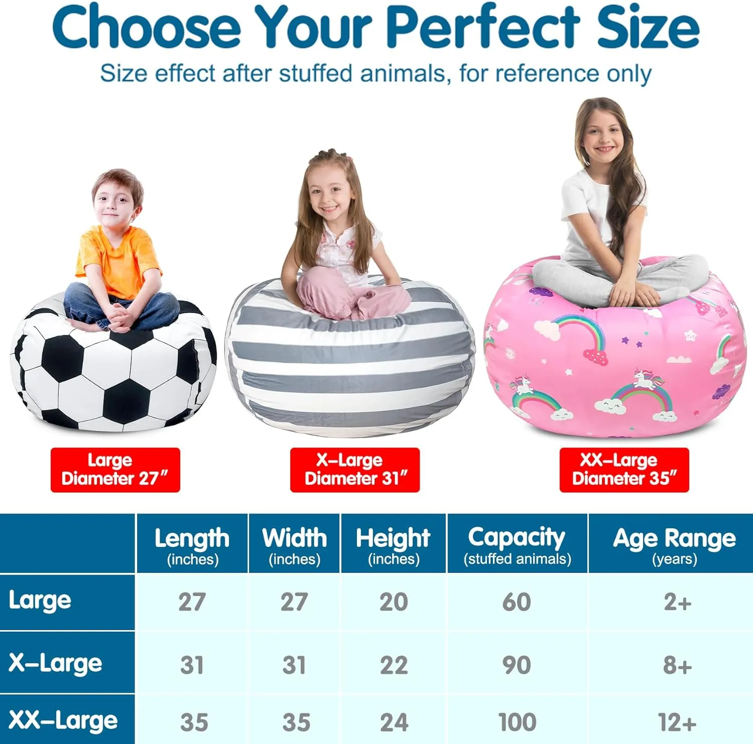 Lukeight Stuffed Animal Storage Bean Bag Chair Cover (No Filling) for Kids, Zipper Beanbag Chair Cover for Organizing Toddler and Kids' Rooms Plush Toys (Outer Space Velvet, Large)