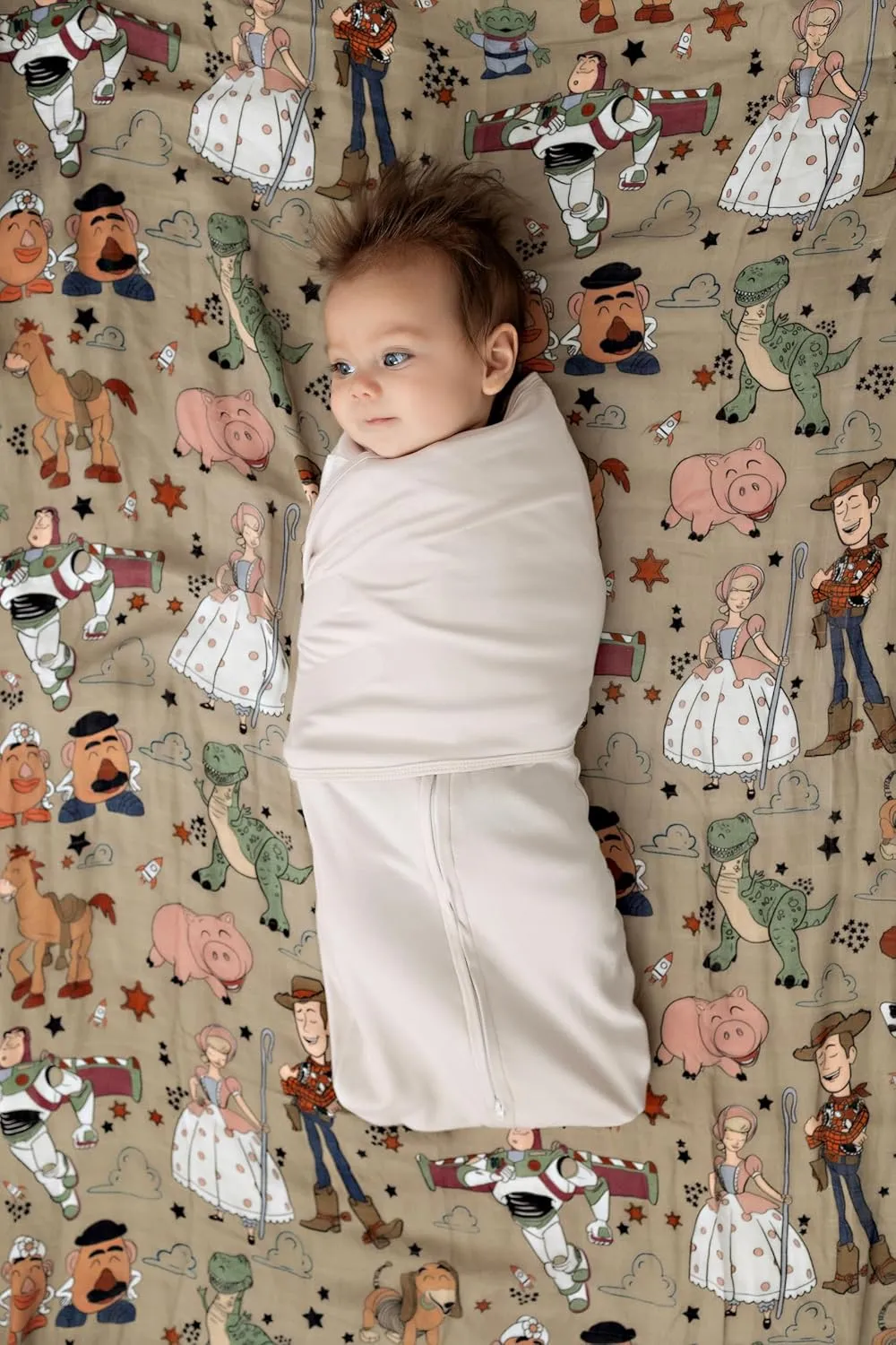LullaBaby "Double Dream Swaddle: Exclusive Dual Wing Design, Pediatrician-Endorsed, Ultra-Soft Cotton, 0-2 Months, 6-14 lbs - White Sand