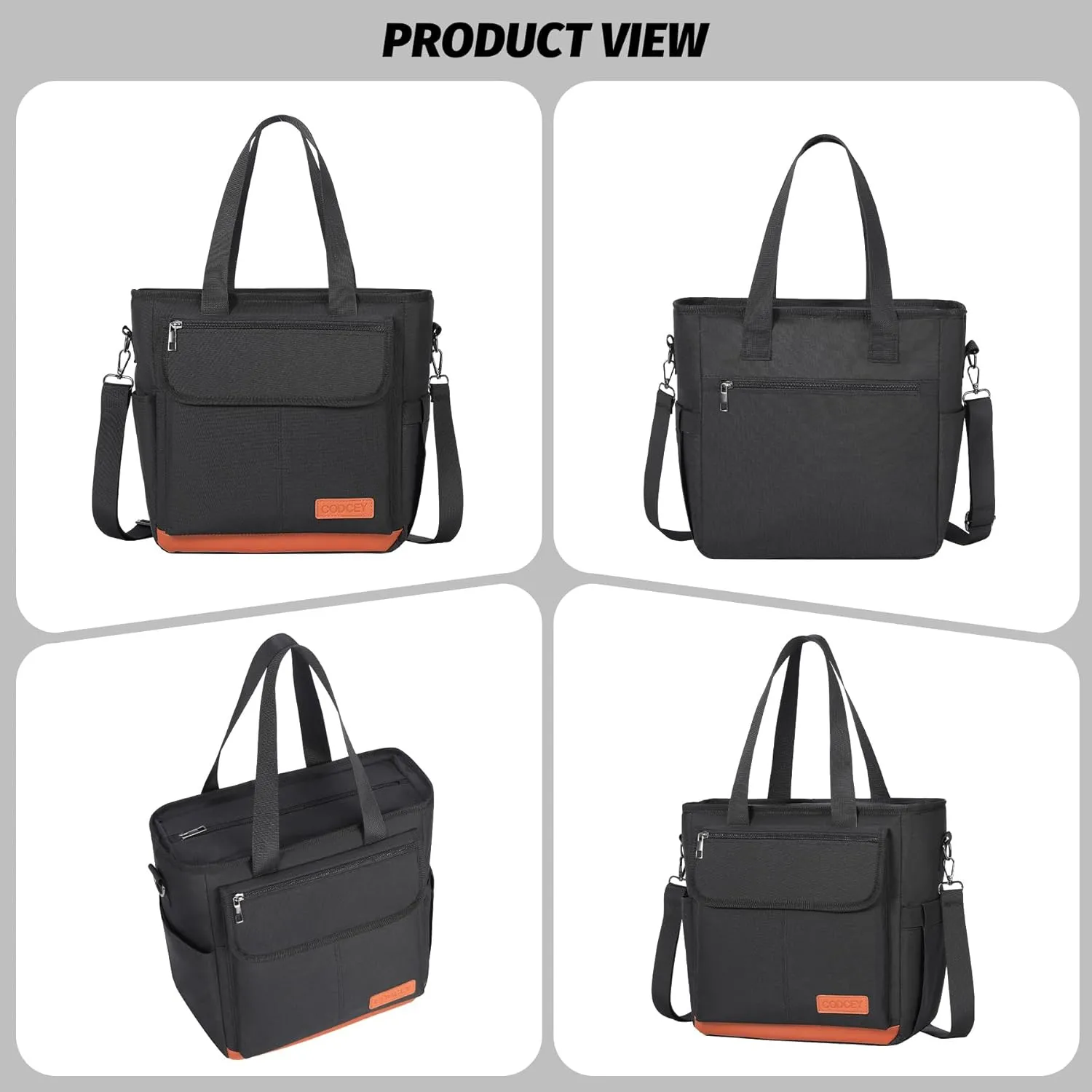 Lunch Box for Women Men, Lunch Bag Women, Leakproof Insulated Lunch Tote with Shoulder Strap Reusable Large Adult Lunch Cooler Tote Bag for Work(Black,16.2L)