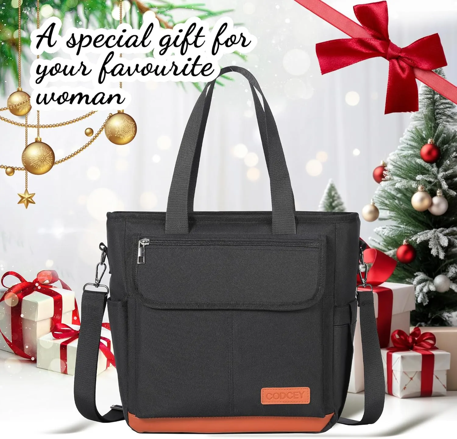 Lunch Box for Women Men, Lunch Bag Women, Leakproof Insulated Lunch Tote with Shoulder Strap Reusable Large Adult Lunch Cooler Tote Bag for Work(Black,16.2L)