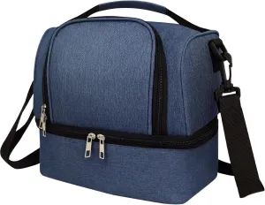 Lunch Box Lunch Bag for Women Men Reusable Insulated Lunch Bag Women Lunch Cooler Tote Bags with Adjustable Shoulder Strap for Office Work Picnic Travel, Navy Blue