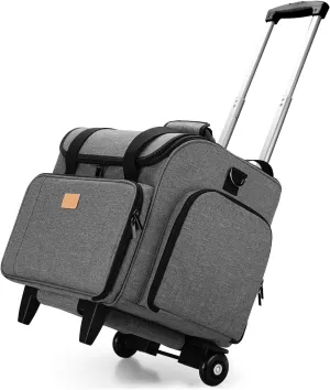 LUXJA Serger Case with Detachable Dolly, Bag with Removable Padding Pad (Fit for Most Standard Machines), Gray