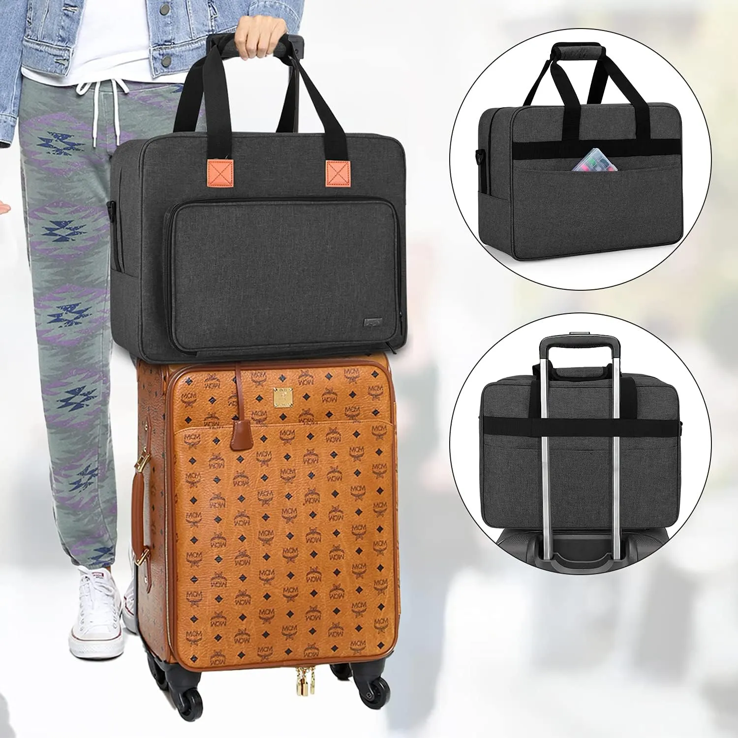 LUXJA Sewing Machine Bag, Portable Tote Bag Compatible with Most Singer, Brother Sewing Machines and Extra Sewing Accessories, Black