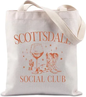 Lywjyb Birdgot Scottsdale Social Club Tote bag Desert Western Cowboy Retro Style Shopping Bag for Women