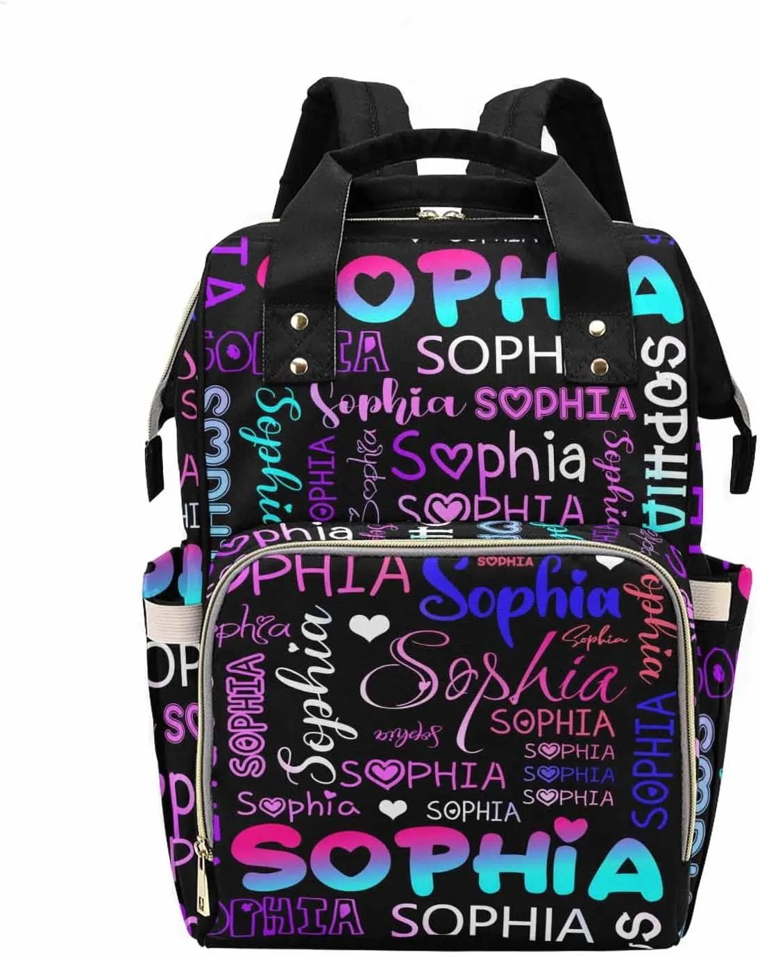M YESCUSTOM Custom Diaper Bag Backpack for Girls Boys Large Capacity with Pockets Gradient Pink Blue Personalized Baby Diaper Bags for Mom Waterproof Nappy Baby Bag with Name Mothers Day Gift