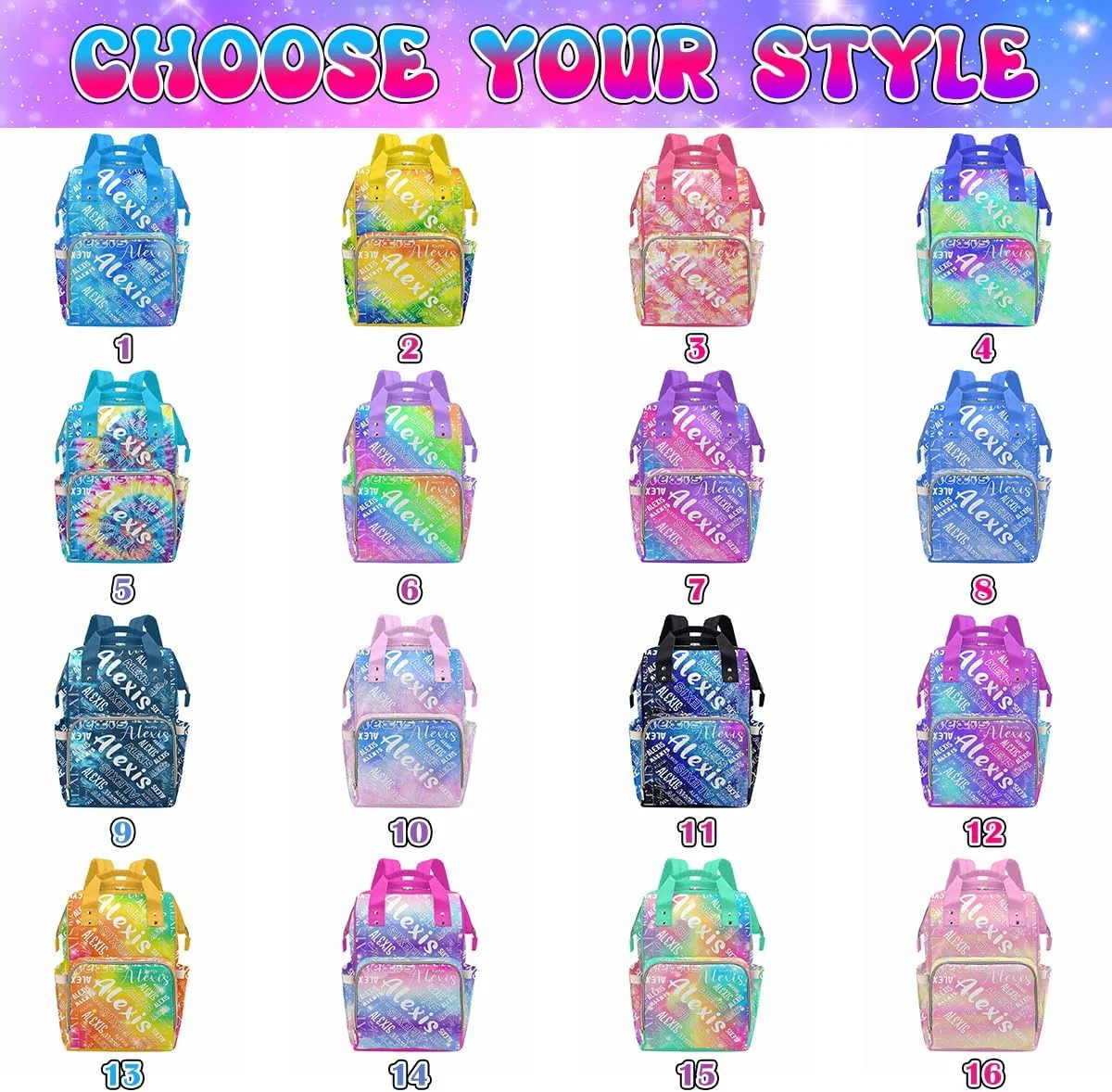 M YESCUSTOM Custom Diaper Bag Backpack for Girls Boys Large Capacity with Pockets Gradient Pink Blue Personalized Baby Diaper Bags for Mom Waterproof Nappy Baby Bag with Name Mothers Day Gift