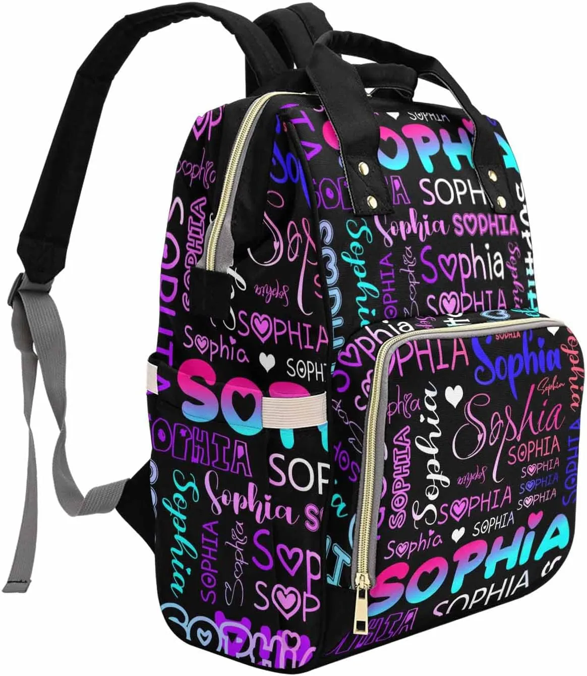 M YESCUSTOM Custom Diaper Bag Backpack for Girls Boys Large Capacity with Pockets Gradient Pink Blue Personalized Baby Diaper Bags for Mom Waterproof Nappy Baby Bag with Name Mothers Day Gift