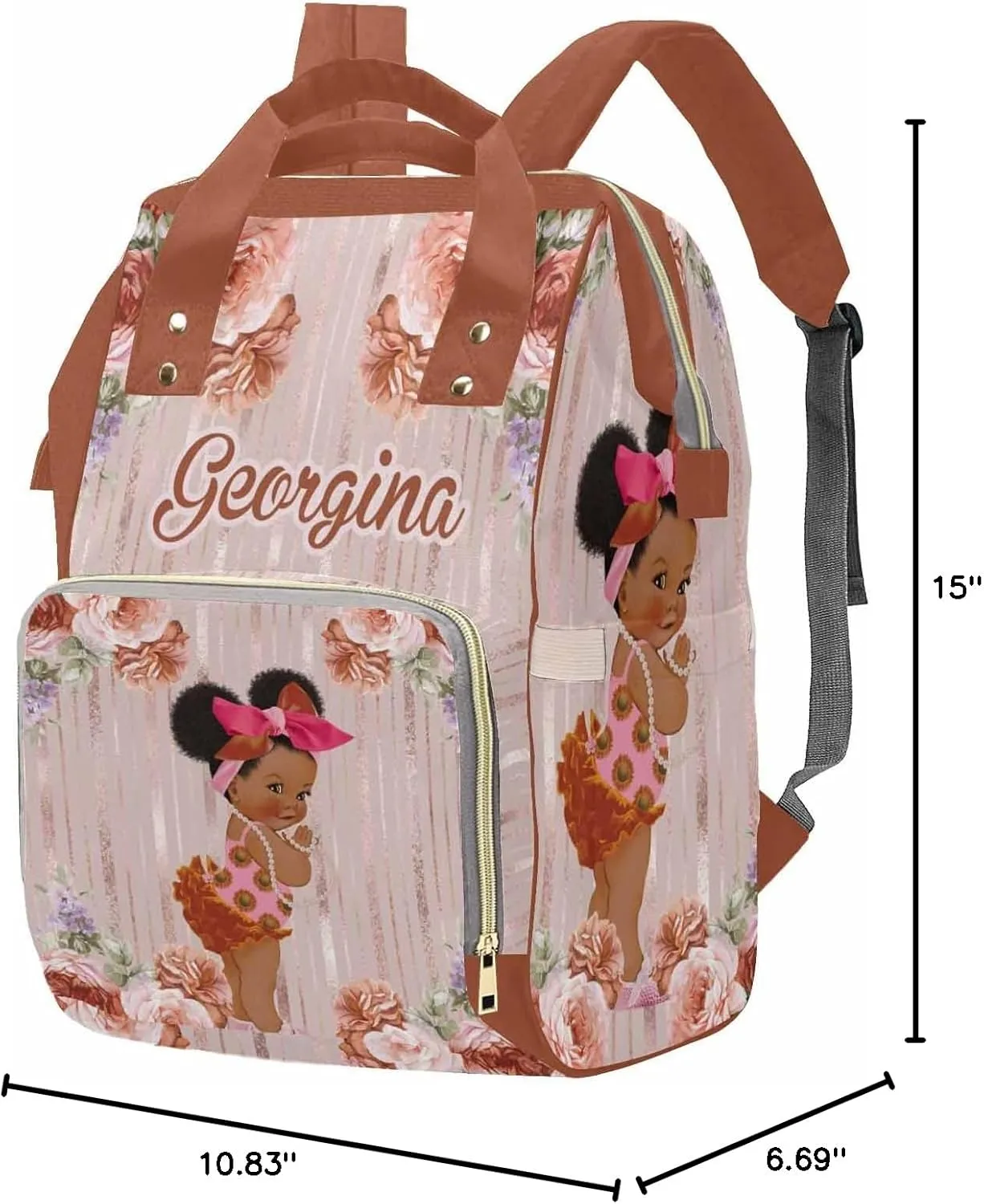 M YESCUSTOM Custom Diaper Bag with Name, Personalized Mommy Nursing Daypack with Large Capacity for Travel Birthday Gift for Women