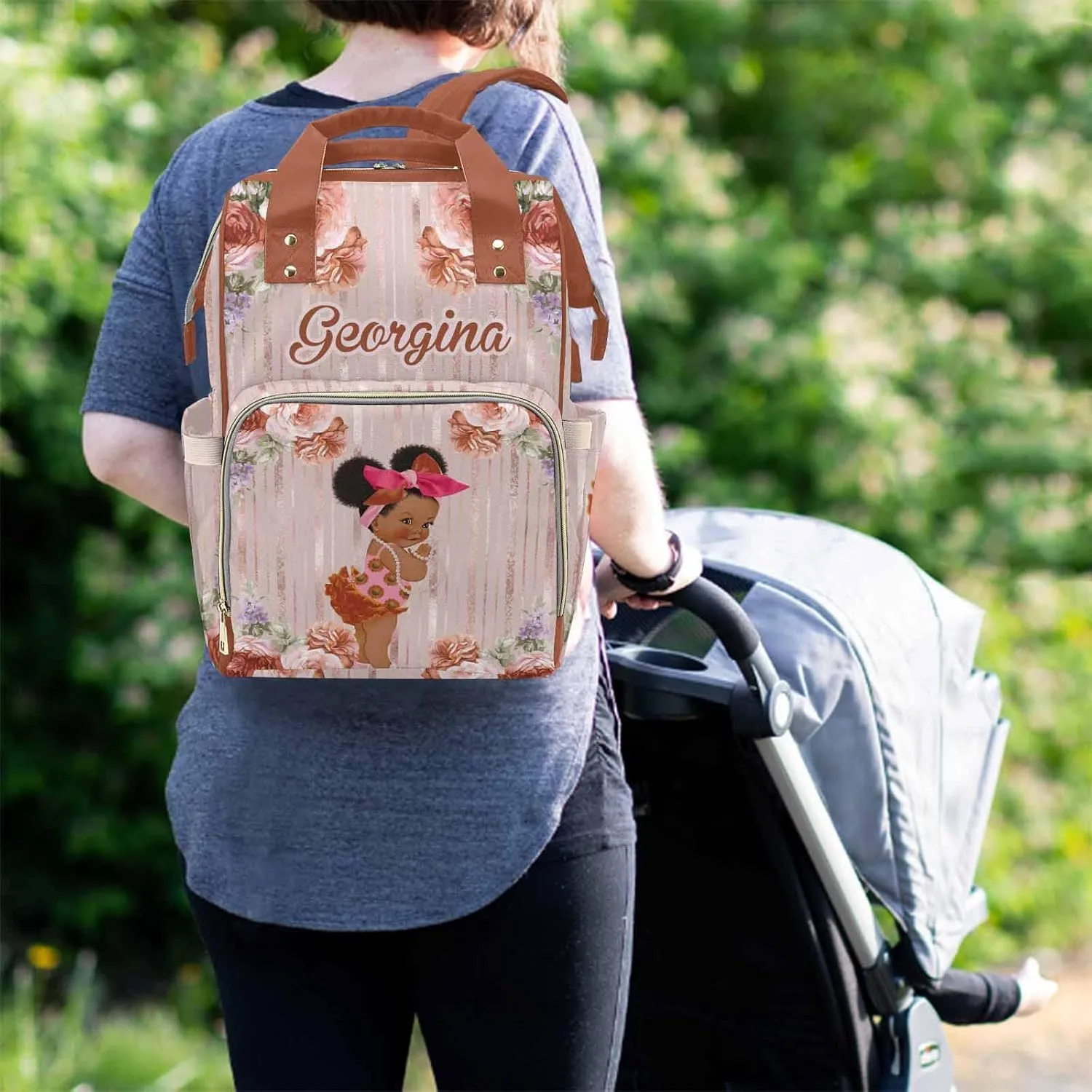 M YESCUSTOM Custom Diaper Bag with Name, Personalized Mommy Nursing Daypack with Large Capacity for Travel Birthday Gift for Women