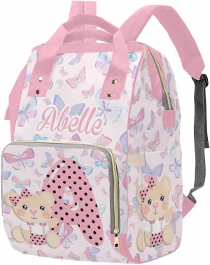 M YESCUSTOM Customized Diaper Bags for Women Personalized Name Letter Daby Bag Backpack for Women Mom Travel Backpack Pink