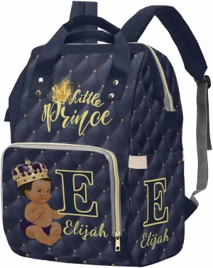 M YESCUSTOM Personalized Diaper Bag for Boys Baby, Large Capacity Custom Blue Crown Diaper Bag with Name, Waterproof Boys Baby Bag Backpack with Adjustable Shoulder Straps Nappy Bag