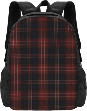Macdonald Tartan Plaid Black Red Compact Travel Backpack – 15” Laptop-Friendly, Breathable & Water-Resistant Design