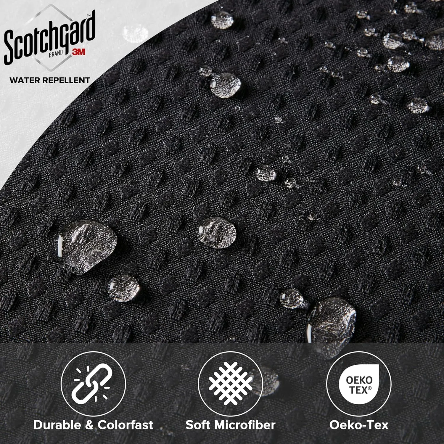 Madison Park Shower Curtain Waffle Weave, Vibrant Dyed, Waffle Shower Curtain 3M Scotchgard Moisture Management, Farmhouse Shower Curtains for Bathroom, Standard: 72x72 Black
