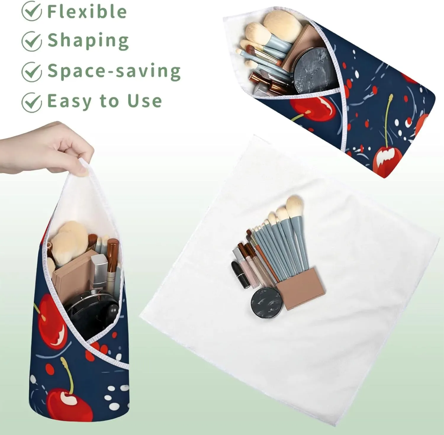 Magic Cosmetics Pouch Aesthetic Cherry Self-Adhesive Camera Cover Cloth Protective Foldable Makeup Bag for Lens Cat Makeup Bag 21.7x21.7